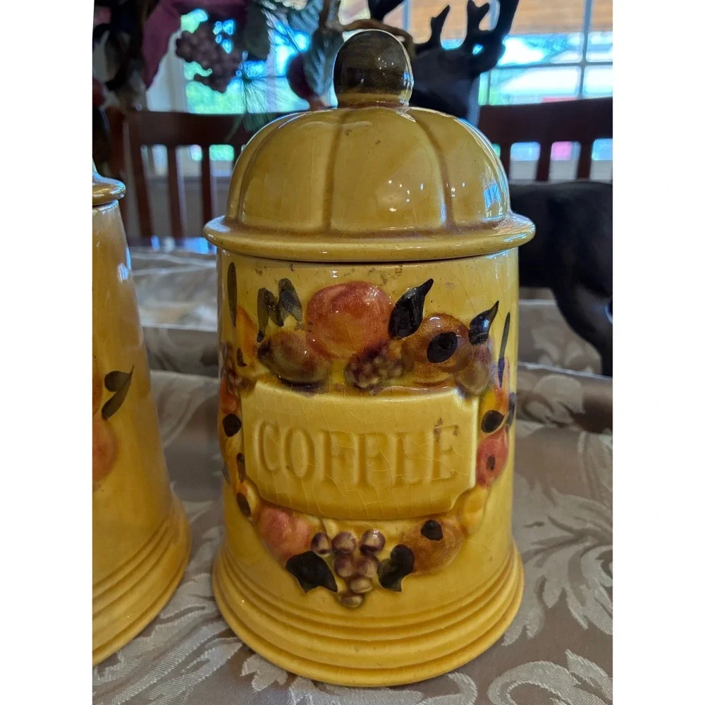 Vintage Los Angeles Potteries 1967 Coffee & Sugar Canister Set‎ Collectable 2pc